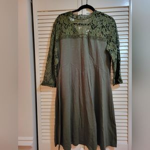 Asos Curve Olive Green Lace-y Dress